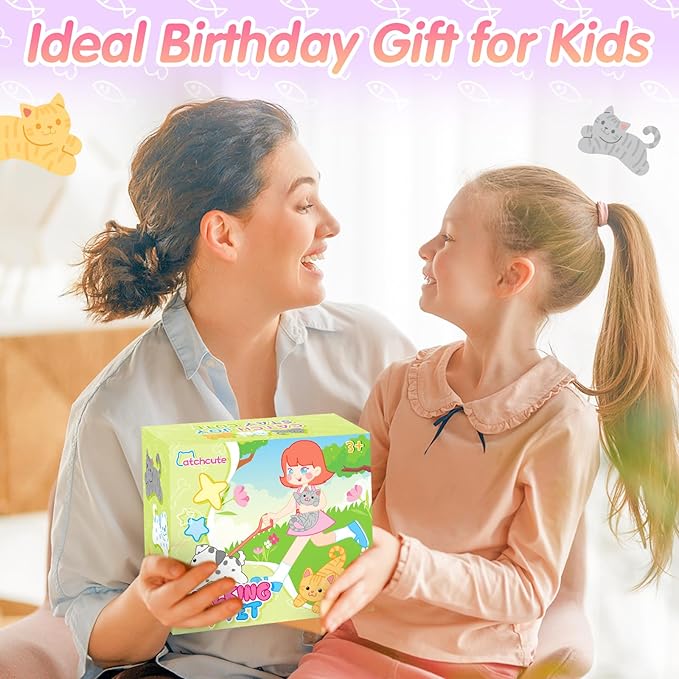 Plush Toys Cat for Kids with Leash, Interactive Electronic Kitty That Walking,Meowing,and Tail Wagging, Pretend Play Realistic Cat Christmas Birthday Gifts for Boys and Girls