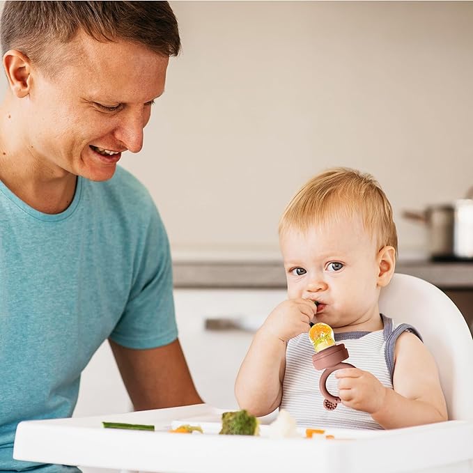 Silicone Baby Food Freezer Tray with Teething Popsicle Molds - Baby Fruit Feeder and Breastmilk Teether Combo