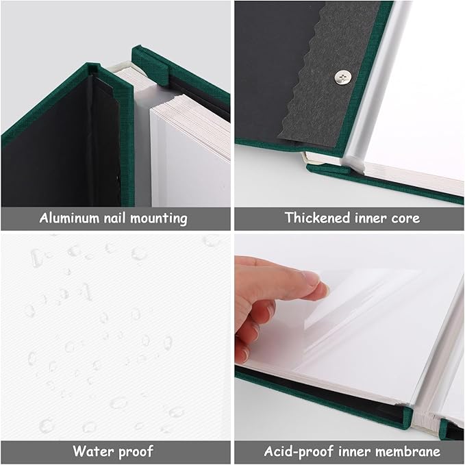 Zesthouse Large 18In Photo Album Self Adhesive 60 Pages, Scrapbook Albums with Sticky Page Holds 10x12 & 8x10 & 5X7 & 4x6 Pictures, DIY Photo Book Ideal Gift for Family Wedding Baby