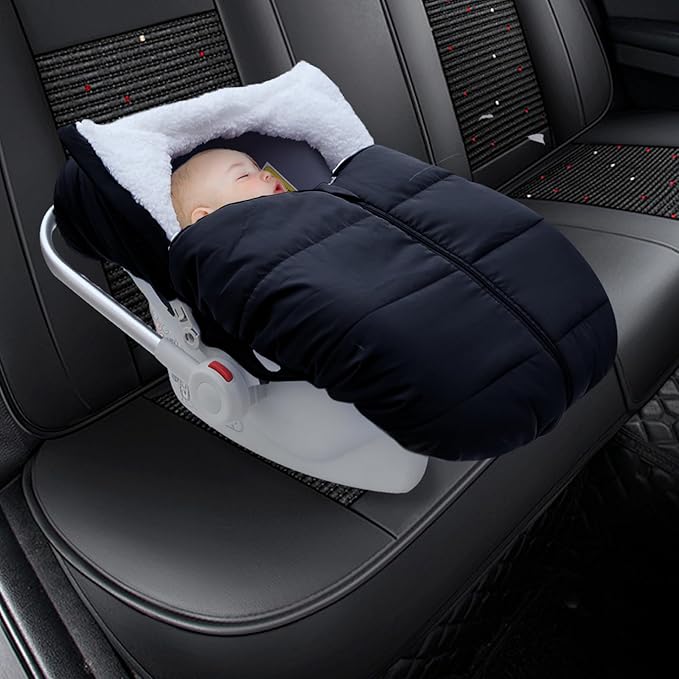 Fairy Baby Winter Car Seat Cover for Babies Carseat– Waterproof, Warm Car Seat Cover Baby – Universal Winter Cover for Back Seat, Infant Car Seat & Baby Carseat(Black)