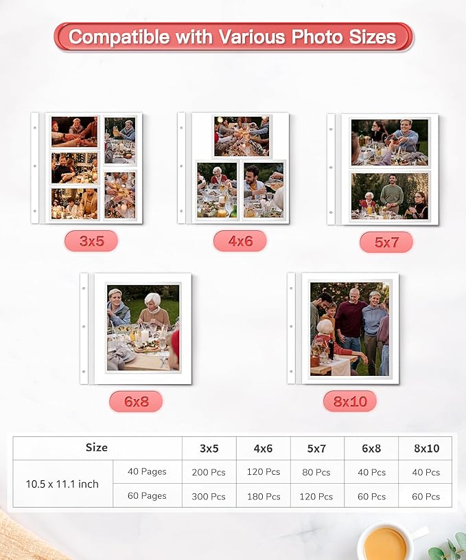 Popotop Photo Album Self Adhesive Scrapbook Album for 4x6 5x7 8x10 Pictures DIY Photo Book as Scrapbooking Supplies Kits, Birthday Gifts for Women Mom Wedding Baby Family Travel