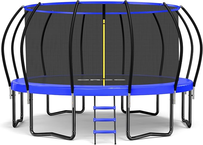 ORCC 1200LBS Weight Capacity Trampoline 16 15 14 12 10 8 FT for Kids with Safety Enclosure Net for Children Adults Outdoor Yard Trampolines
