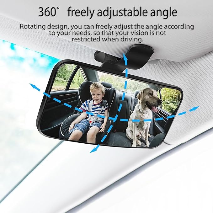 Universal Car Interior Rearview Baby Mirror Wide Angle Convex Mirror Clip-on & Suction Cup mirrors for Viewing Rear Passengers(5.11' X 2.56')