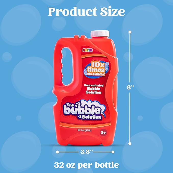 JOYIN 32 oz Bubble Solution Refills (Close to 1L/ 2.5 Gallon), Concentrated Solution for Bubble Machine, Wands, Blower, Easter (Red)