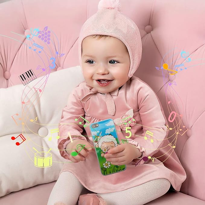 Toy Learning Play Cell Phone with 8 Functions and Dazzling Lights Interactive Toy for Toddler Baby Kids Boys Girls