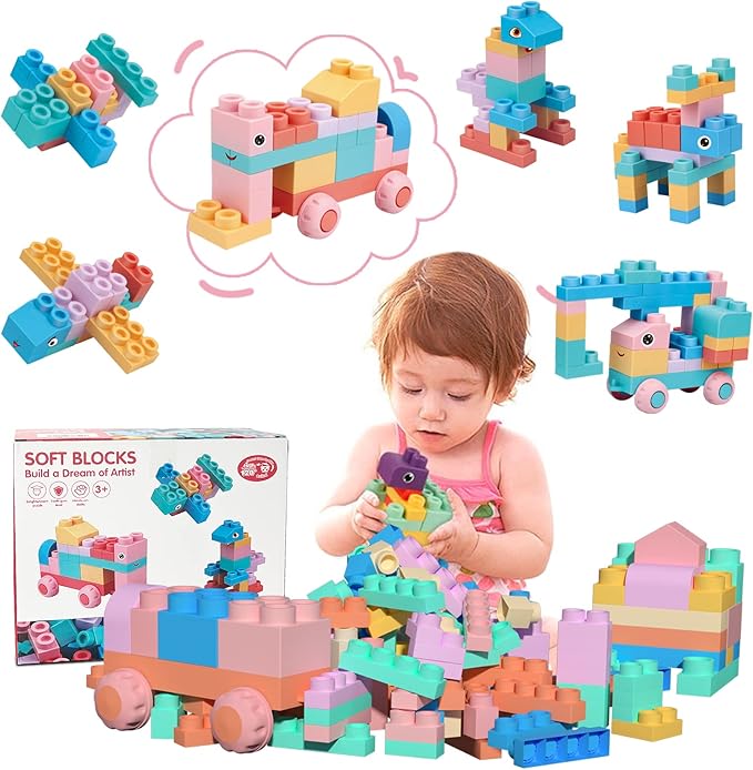 Top STEM Soft Building Block Sets for Kids Aged 18 months to 6 years old.Mega Building Blocks for preschool.Large Construction Block Toys for Toddler to Improve Imagination、Creativity、Hands-on Ability