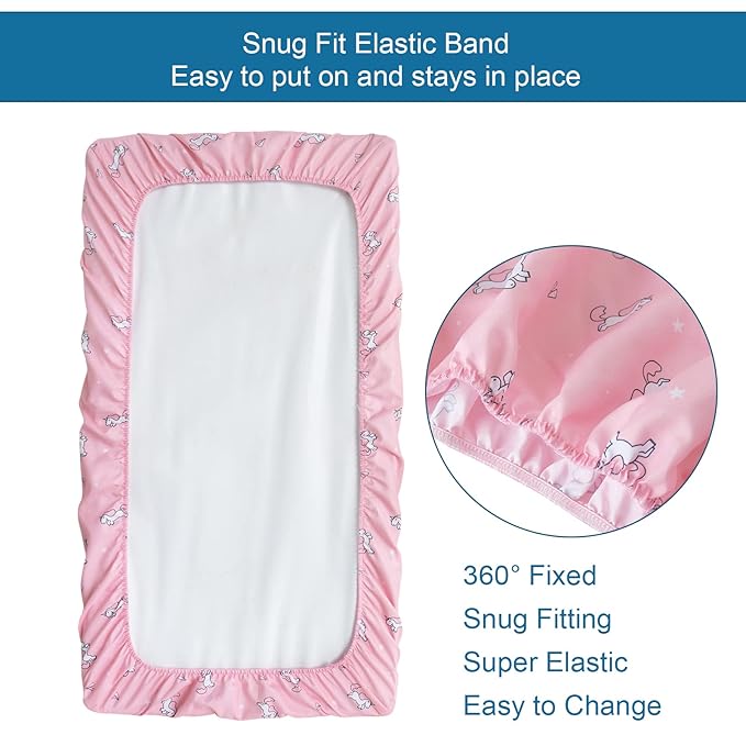 Changing Pad Cover for Girls 4 Pack, Comfy & Breathable Changing Table Cover for 32''x16" Changing Table Pads, Diaper Changing Pad Cover, Pink