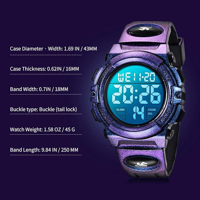 Kids Watch,Boys Watch for 3-15 Year Old Boys,Digital Sport Outdoor Multifunctional Chronograph LED 50 M Waterproof Alarm Calendar Analog Watch for Children with Silicone Band,Kids Gift