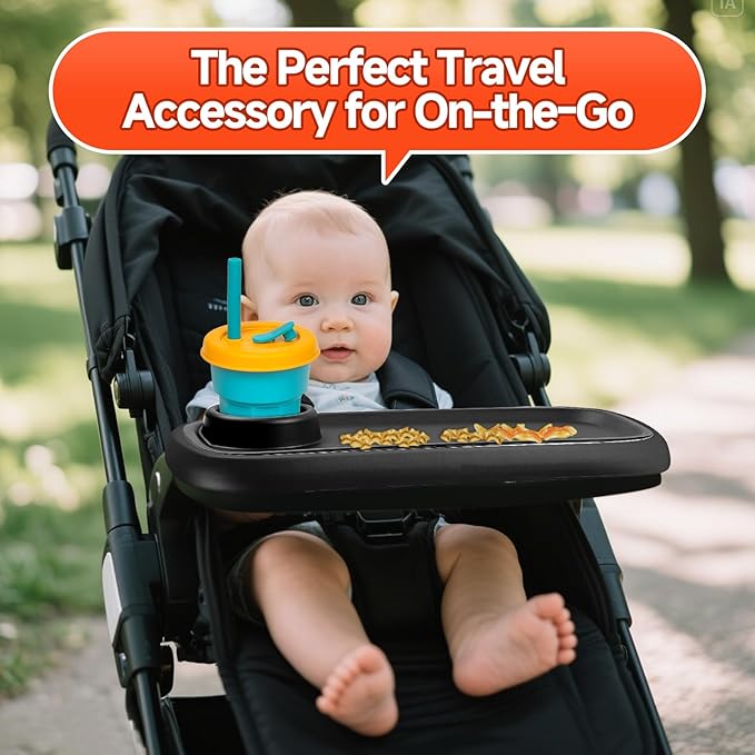 Snack Tray Compatible with Nuna Strollers, Stroller Tray Attachment Fits for Nuna, Stroller Trays with Cup Holder, Strollers Cup Holder, Easy to Install, Ideal for Strollers Accessories