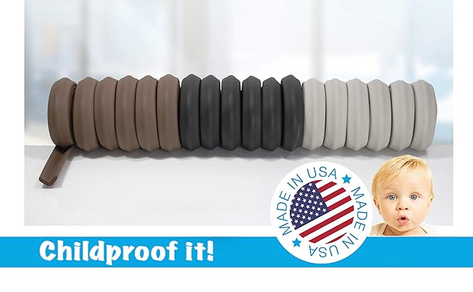 Kidkusion Baby Proof Edge Guards for Safety | Made in The USA | 18 Feet | Brown | Edge Protectors for Furniture, Tables, Fireplaces | Heavy Duty Tape Included