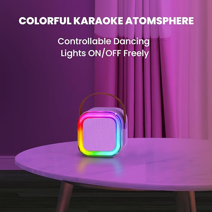 IROO Mini Karaoke Machine for Kids, 2025 TOP Toys Birthday Gifts Ideas for Girls Ages 4, 5, 6, 7, 8, 9, 10, 12+ Years Old, Portable MP3 Player with 2 Wireless Mics for Party