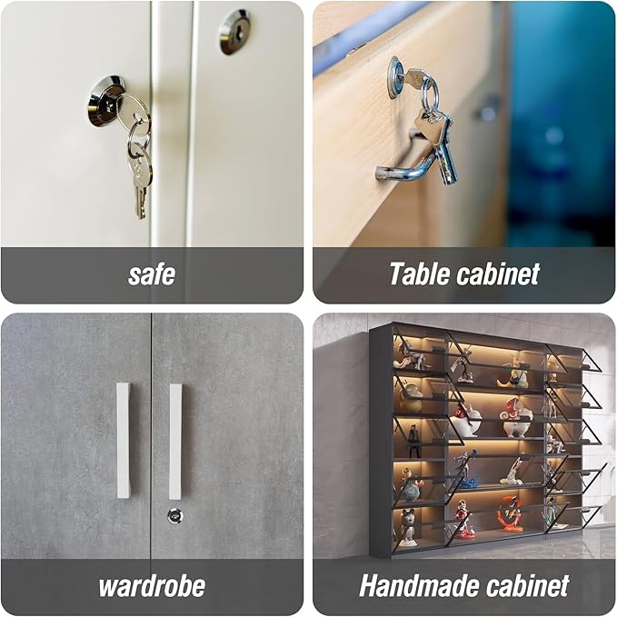 Zoofen 4 Pcs Cabinet Locks with Keys 5/8" Long Cam Locks Keyed Different Rustproof Mailbox Locks,RV Locks,Drawer Locks Fits on 3/8" Max Panel Thickness