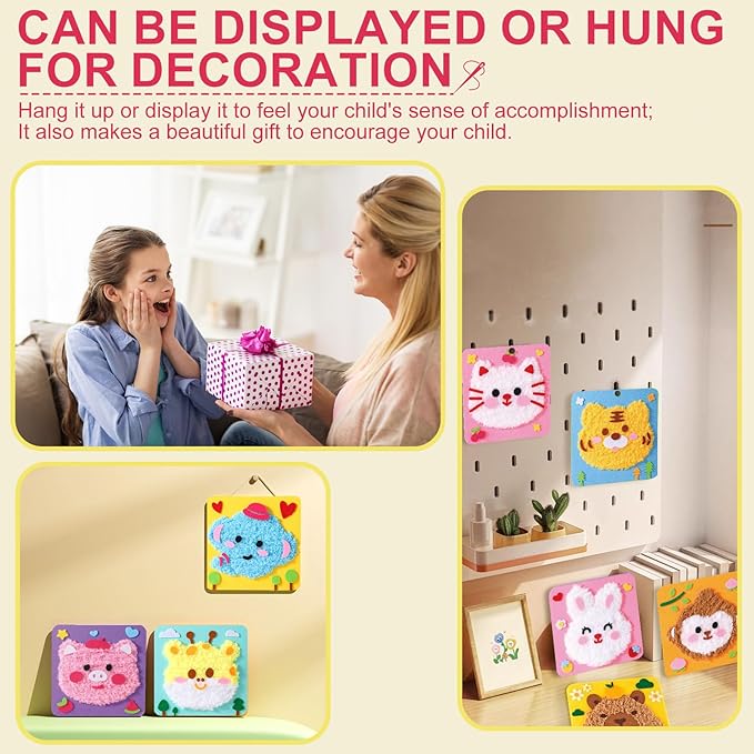 DIY Embroidery Doll Kit, Cartoon Animal Craft Sewing Kit for Kids, Felt Crafts, Beginner Sewing for Kids Ages 4-8 Plus - Helps Develop Fine Motor Skills (3PCS-Duck/Pig/Panda)