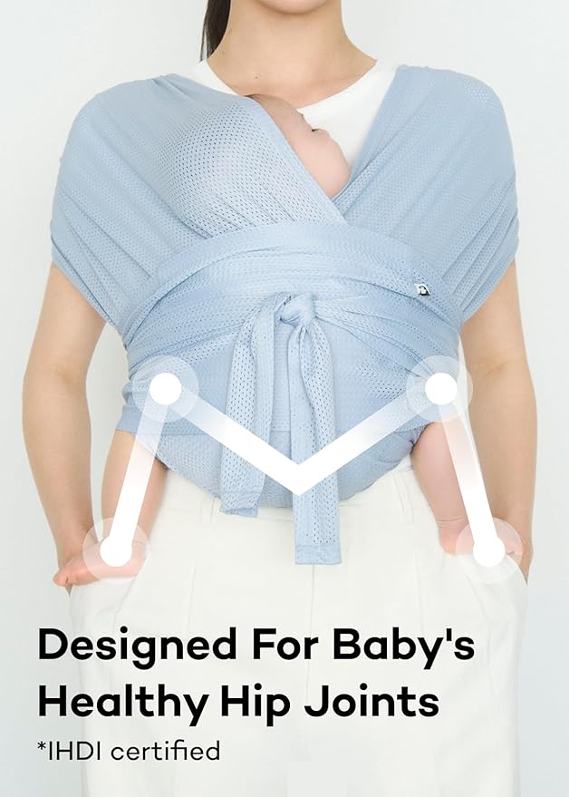 Konny Baby Carrier Flex SoftBreeze with Head Support - Adjustable, Easy to Wear Baby Wrap Sling, Perfect for Newborn Babies Essentials up to 44 lbs (M-4XL) - Khaki Grey