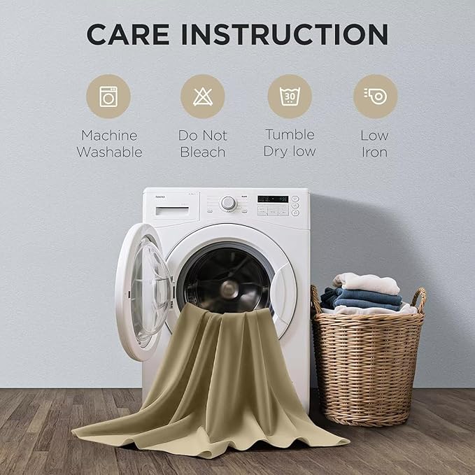 Joydeco 90 Inch Blackout Curtains for Bedroom, Thermal Insulated Black Out Curtains 2 Panels Se, Room Darkening Drapes for Living Room Window Rod Pocket Back Tab (W52 x L90 Inch, Beige)