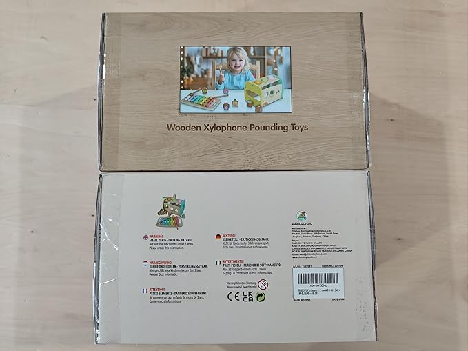 Hammering Pounding Toys Wooden Educational Toy Xylophone Shape Sorter, Birthday Gift for 1 2 3 Years Boys Girls Baby Toddler Kids Developmental Montessori Learning Toy (Yellow)