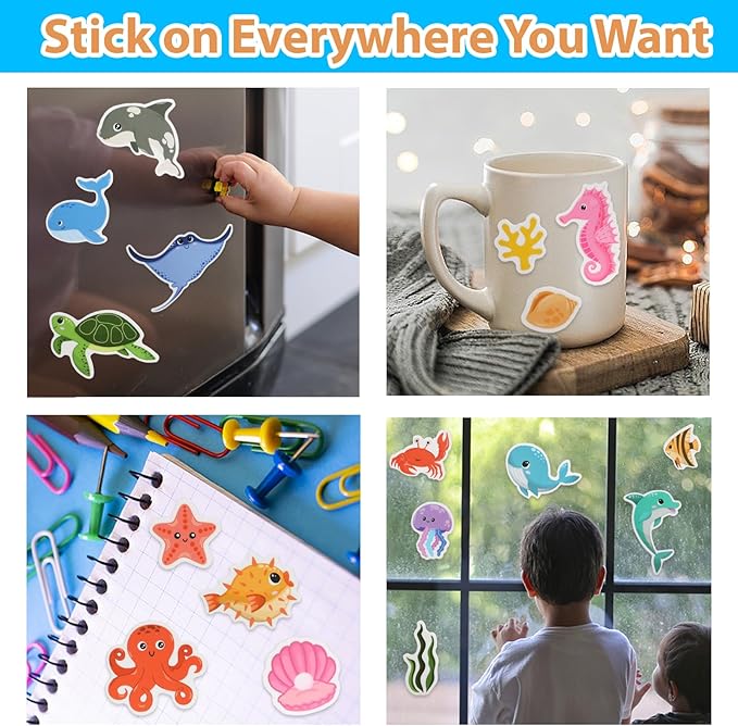 Jelly Sticker Books for Toddlers 2-4 Years, Under The Sea Stickers for Kids 1-3, Reusable Sticker Book for Toddler Plane Activities Travel Essentials (Under The Sea)