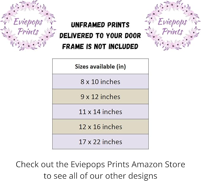 Safari Animals Set of 6 Unframed Poster Prints for Baby Girls Nursery Bedroom Playroom, Personalized Name, Choice of 12 Animals, Pink Purple (9x12)
