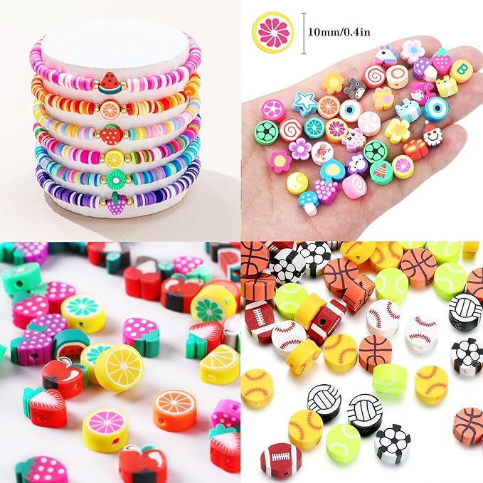 1000PCS Dinosaur Polymer Clay Beads Bracelet Making kit, 24 Style Cute Fun Beads Beads Charms for Jewelry Necklace Earring Making DIY Accessories for Women Girls