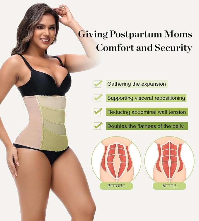 SHAPSHE Waist Trainer for Women Postpartum Recovery Wrap Waist Cincher Corset Shapewear Belly Band