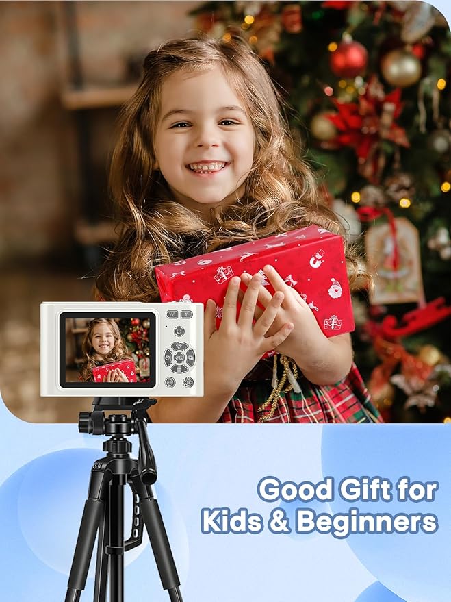 Digital Camera, 44MP Full HD 1080P Point and Shoot Camera with 64GB Card, Anti Shake 16X Zoom Compact Volg Cameras, Portable Small Camara Gift for Kids, Ages Teen Girl Boy - White