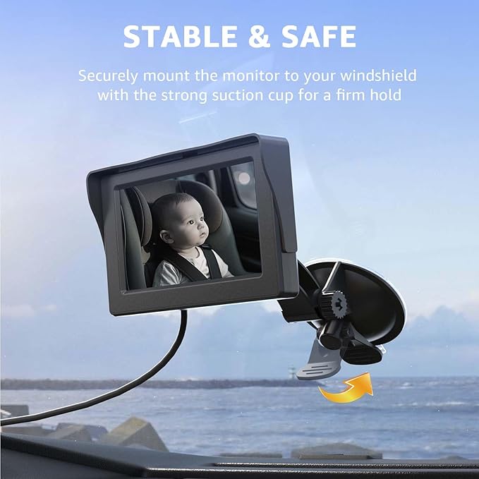 GROWNSY Baby Car Camera, HD Display Baby Car Mirror with Night Vision Feature, 4.3 inch Baby Car Camera with Monitor Wide Clear View, Backseat Camera Rear Facing to Observe Baby’s Every Move