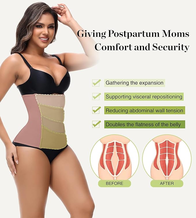 SHAPSHE Waist Trainer for Women Postpartum Recovery Wrap Waist Cincher Corset Shapewear Belly Band