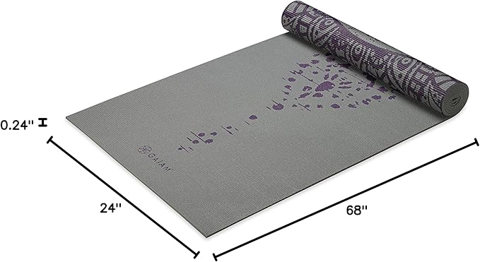 Gaiam Yoga Mat - Premium 6mm Print Reversible Extra Thick Non Slip Exercise & Fitness Mat for All Types of Yoga, Pilates & Floor Workouts (68" x 24" x 6mm Thick)