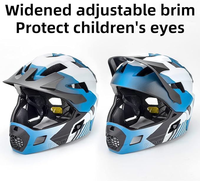 ROCKBROS Kids Bike Helmet Adjustable Detachable Full Face Bike Helmet for Children Bicycle, Skateboard, Scooter, Protective Gear