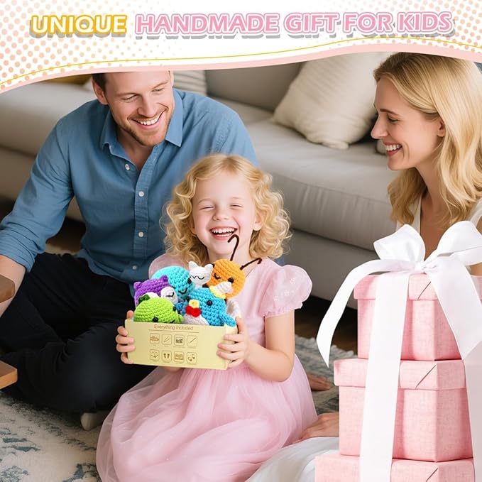 6 PCS Crochet Animal Kit –2026 DIY Amigurumi Crochet Kit for Beginners, Knitting Crochet Kit For Kids Adults , Knitting Kit with detailed videos tutorials, Yarn, Hook, Best Gift For Crochet Lovers