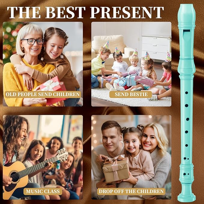 Recorder Instrument for Beginner Kids Adults,8-Hole Soprano Descant Recorder Music Flute with Cleaning Rod & Leather Case For School Student