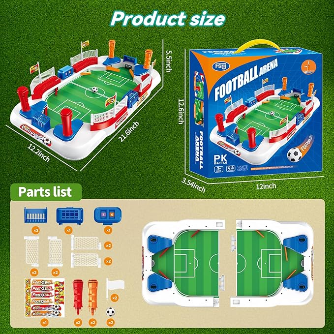 Foosball Table Soccer Game for Kids: Mini Interactive Soccer Board Game - 3 4 5 6 7 8 9+ Year Old Kids Sports Toy for Home Family Party - Fun Birthday Gift for Boys Girls