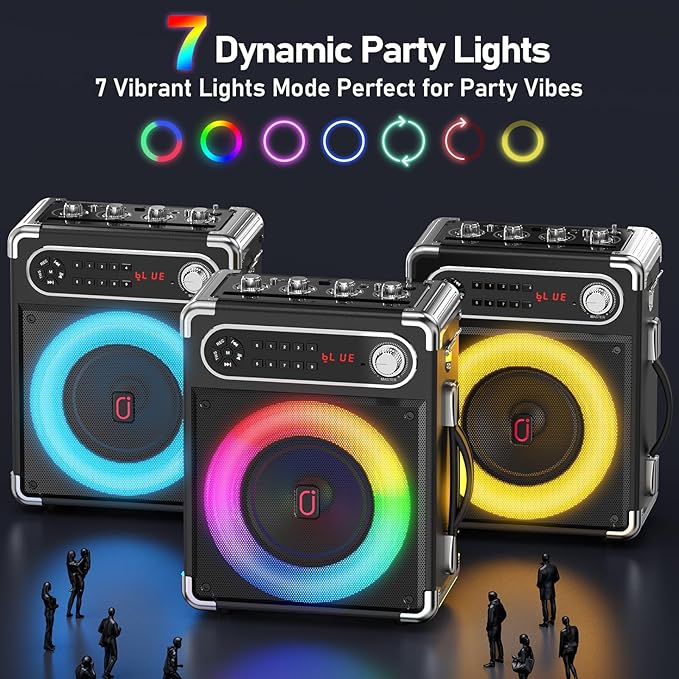 Karaoke Machine with 2 Wireless Microphones,【Upgraded 6.5"Woofer & 2"Tweeter】Portable Bluetooth 5.3 Karaoke Speaker, PA System with Bass/Treble/Echo Adjustment, Supports USB/AUX/TF/TWS for Home Party