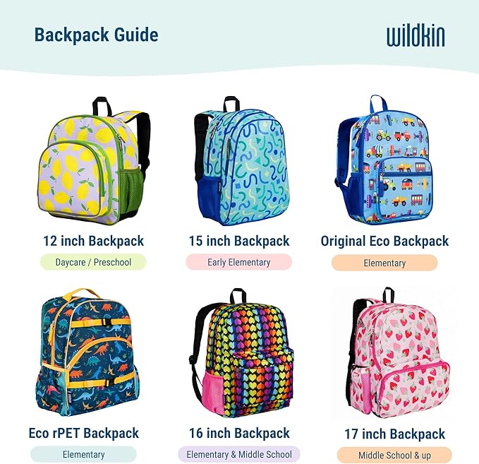 Wildkin ECO rPET 15-inch Kids Backpack – Sustainable, Padded, Adjustable – Unicorn