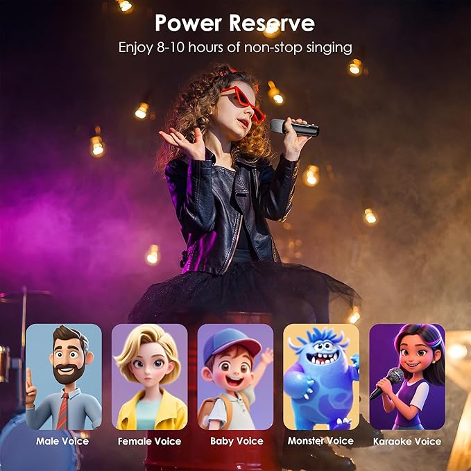 Karaoke Machine,Karaoke Machine with Lyrics Display,Portable Bluetooth 5.3 Karaoke Speaker with Upgraded Dual Speakers for Kids and Adults,with White Noise and Night Light Function (Black)