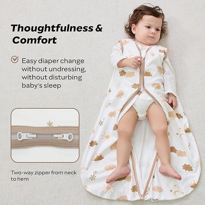 JELLYMONI Baby Sleep Sack 6-12 Months Wearable Blanket for Baby, 100% Cotton 2 Pack Infant Toddler Sleeping Sack Lightweight Soft 2-Way Zipper Sleepsack