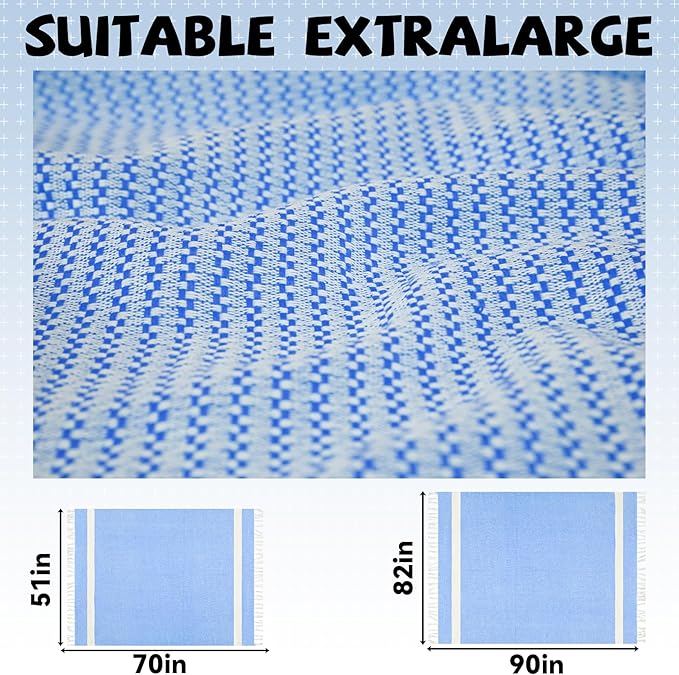 Giant Turkish Beach Blanket Pool Towel Cotton Lightweight Extra Large Soft Sand Free Quick Dry Oversized Sandproof Cruise Ship Essentials Summer Vacation Accessories Gift Must Haves Gear Stuff Gadget