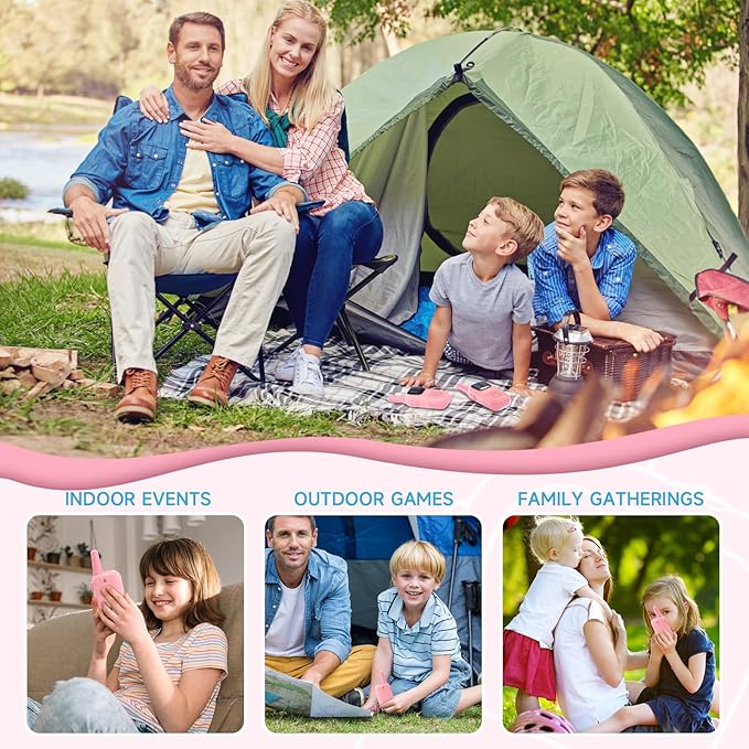 Toys for 3-12 Year Old Boys Girls, Walkie Talkies for Kids 2 Channels 2 Way Radio Toy…, Pink, WTK08