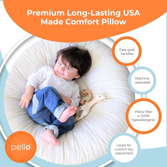Pello Multi-use Luxe -Toddler Floor Pillow/Play Mat/Lounger (White Floral)