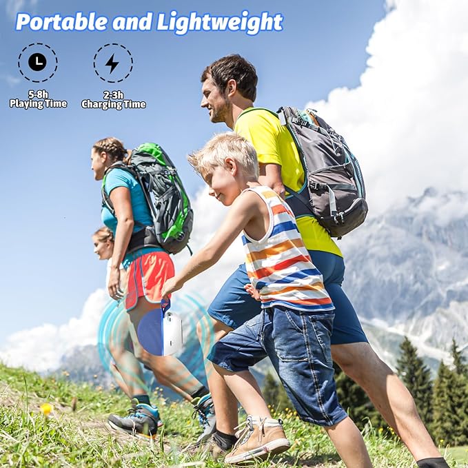 goopow Mini Karaoke Machine Speaker for Kids Adults, Portable Bluetooth Microphone Song Toys with LED Light, Best Chritmas Birthday Festival Gift for 3 4 5 6 7 8+ Year Old Girls Boys (Blue-2MIC)