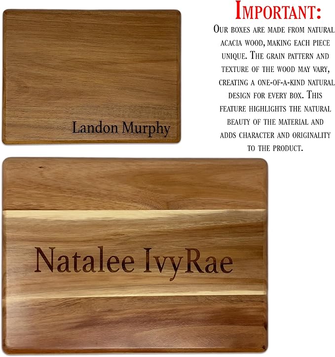 First Communion Box Acacia Wood - Personalized Baptism Gift for Boys, Christening Storage for Baby, Personalized Baptism Gifts for Girls, Engraved Confirmation Keepsake Box w/ Name 11.5 x 8.5 x 5.5 in