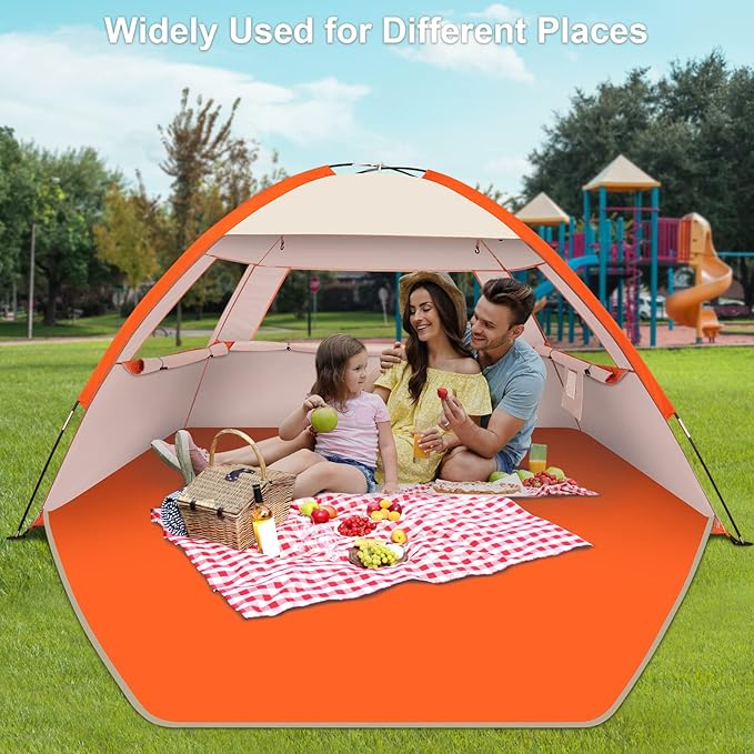 Gorich Beach Tent Sun Shelter for 3/4-5/6-7/8-10 Person with UPF 50+ UV Protection, Lightweight & Easy Setup Beach Shade Canopy, Portable Beach Shade Tent Beach Cabana