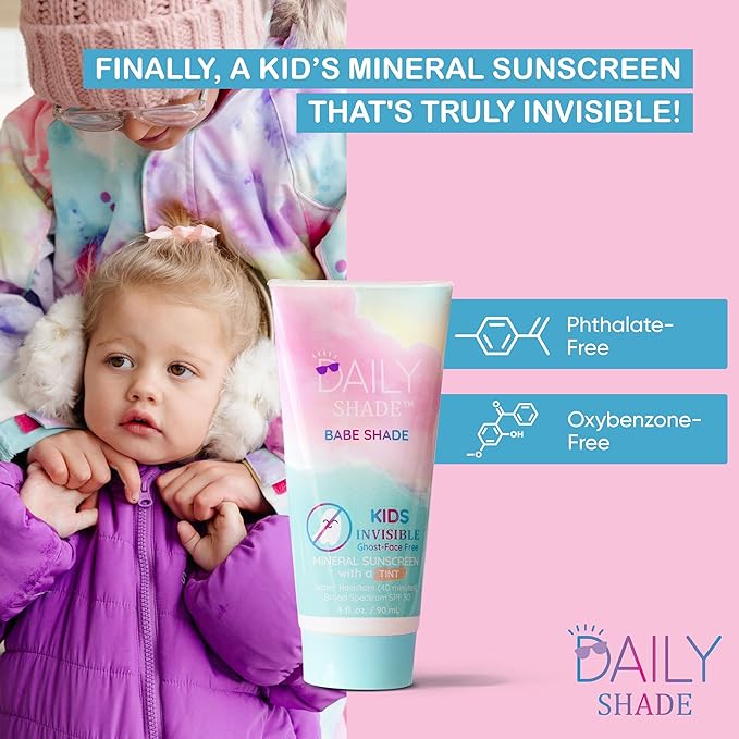 Babe Shade Kids Tinted Mineral Sunscreen for Face with SPF 30 - Non-Nano Zinc, Reef Safe, Travel Size Water Resistant & Hypoallergenic Skin Care Formula for All Types of Skin Tone - Pack 3