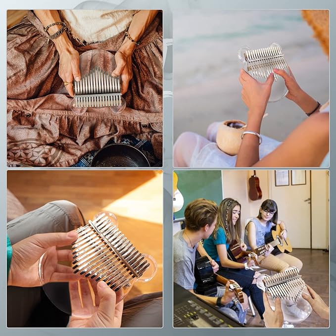 Acrylic Kalimba Thumb Piano,YUNDIE Portable 17 Keys Mbira Crystal Finger Piano, Musical Instruments Birthday Gift for Kid Adult Beginners Professional(Clear) (17 Keys)