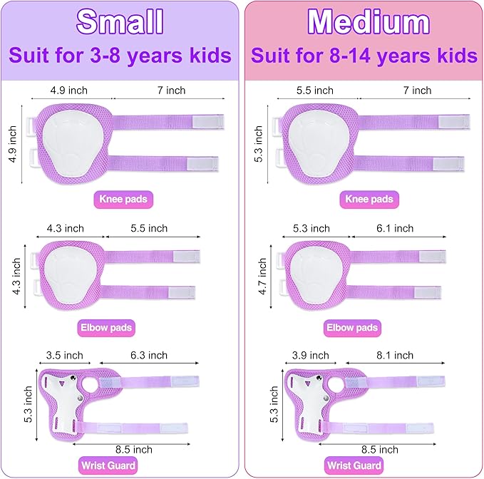 Kids Bike Helmet with DIY Stickers and Knee Pads Elbow Pads Wrist Guard Set for Ages 3-8-14 Toddler Boys Girls Helmet for Roller Skates Cycling Skateboarding Bicycle Scooter