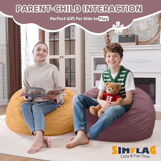 2FT Bean Bag Chair, Comfy Bean Bag Chairs with Memory Foam Filled, Fluffy Beanbag Sofa with Dutch Velvet Cover,Teardrop BeanBag Chairs for Living Room, Playroom - Dusty Pink