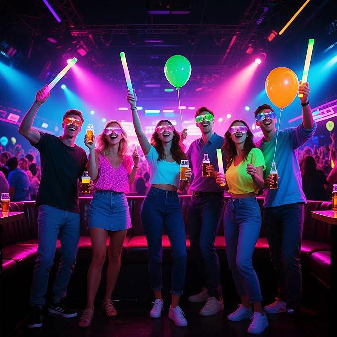 108 PCs LED Glasses,Light Up Glasses,Glow Glasses Glow In The Dark Party Supplies Suitable For Kids/Adults, 3 Light up Modes, 5 Neon Colors Rave Party,Wedding, Birthday, Concert, New Year, Carnival