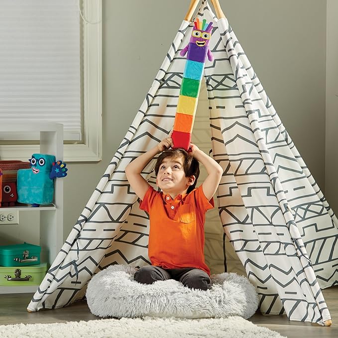 hand2mind Numberblock Seven Playful Pal, Plush Figure Toys, Numbers for Toddlers, Preschool Math Learning Toys, Stuffed Animal Plushies, Counting Blocks, Soft Stuffies, Kids Birthday Gifts