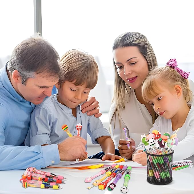 LiYiQ 24PCS Multicolor Pen in One Fun 4-in-1 Cute Pens Bulk Kawaii Cool Ballpoint Pens for Kids Fun Gifts