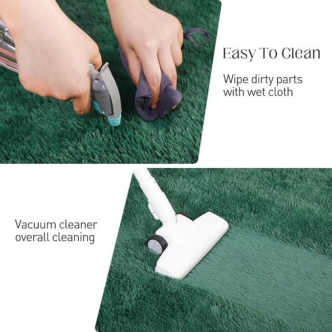 Fluffy Area Rug, 4x6 Green Rugs for Bedroom, Soft Plush Area Rugs for Living Room, Non-Slip Indoor Carpet for Nursery, Study Room, Playroom, Home Decor